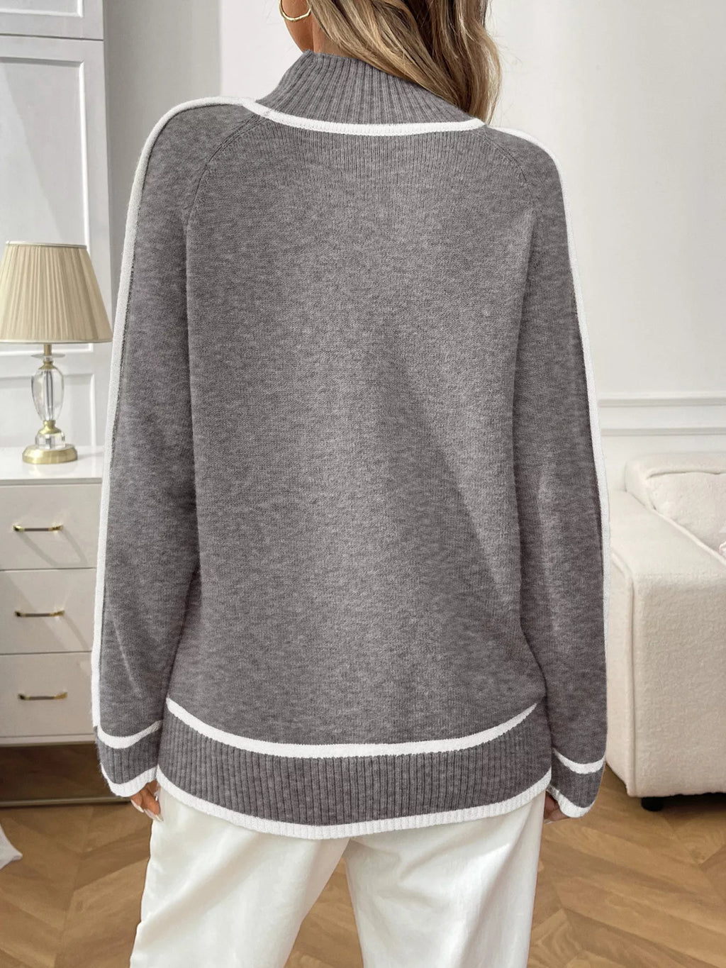 Contrast Trim Turtleneck Long Sleeve Sweater (15)