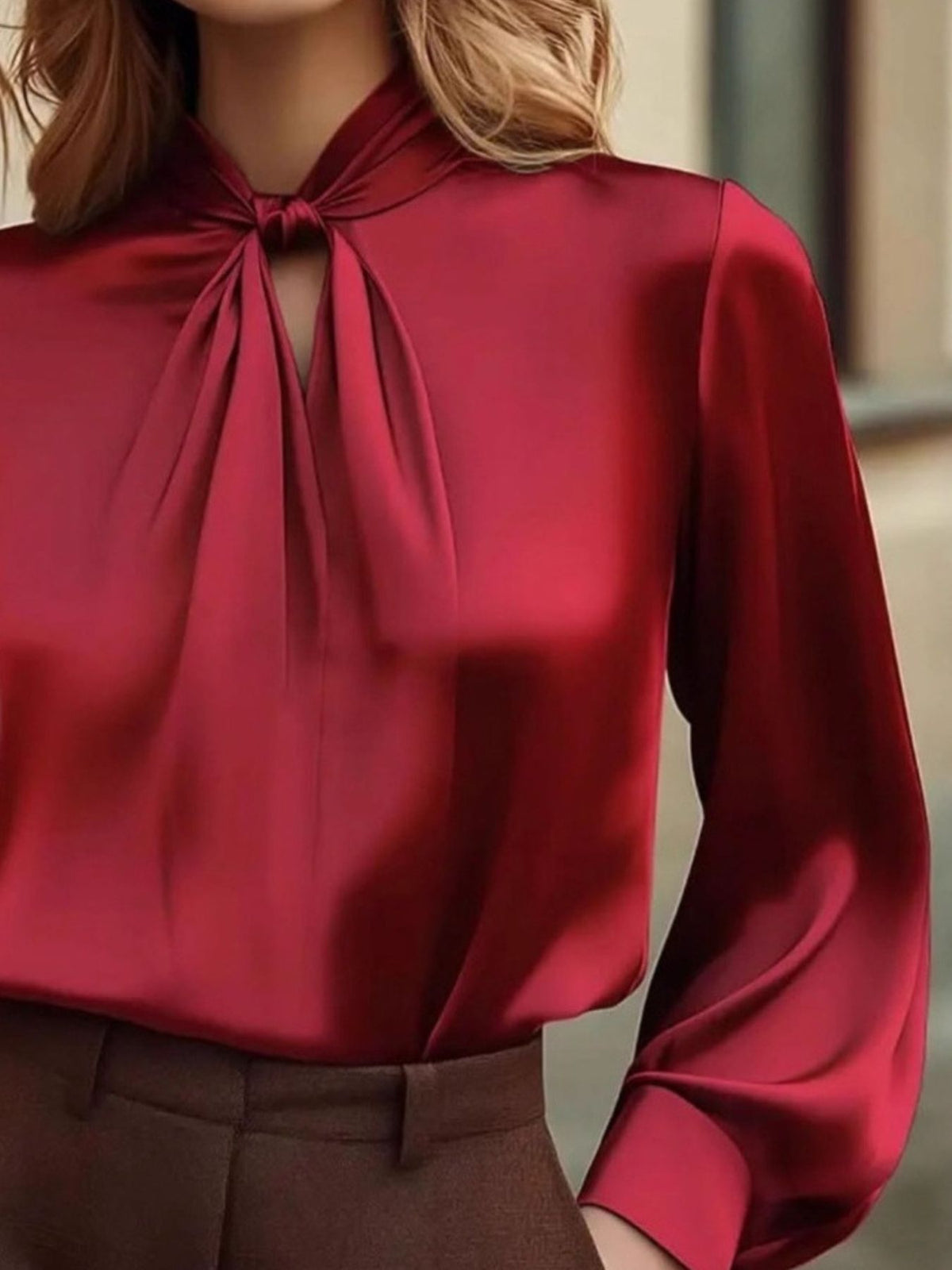 Satin Cutout Front Blouse (9)