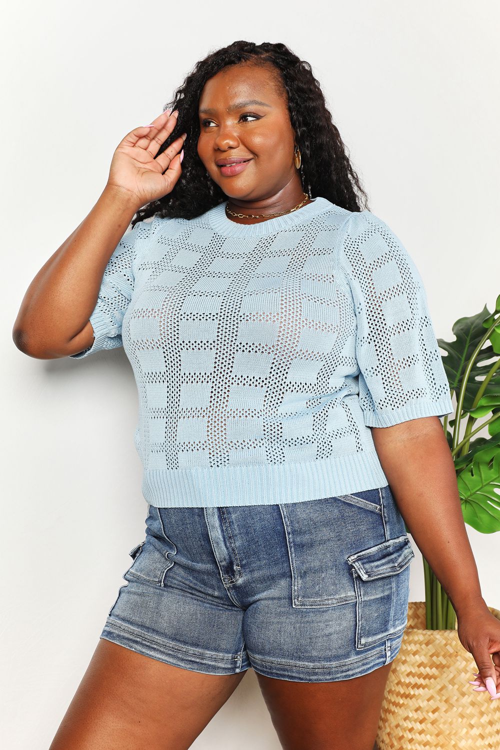 Ribbed Trim Round Neck Knit Top (10)