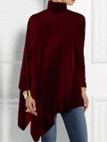 Elegant Turtleneck Asymmetric Hem Top (4)