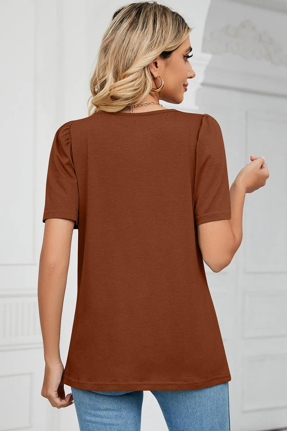 Square Neck Short Sleeve T-shirt (19)