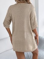 Openwork Open Front Half Sleeve Cardigan (18)