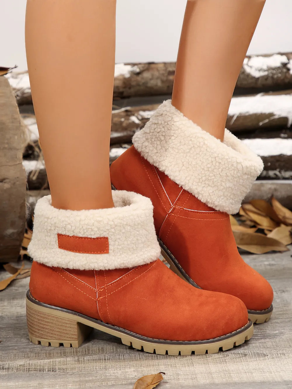 Thermal Fuzzy Block Heel Boots (35)