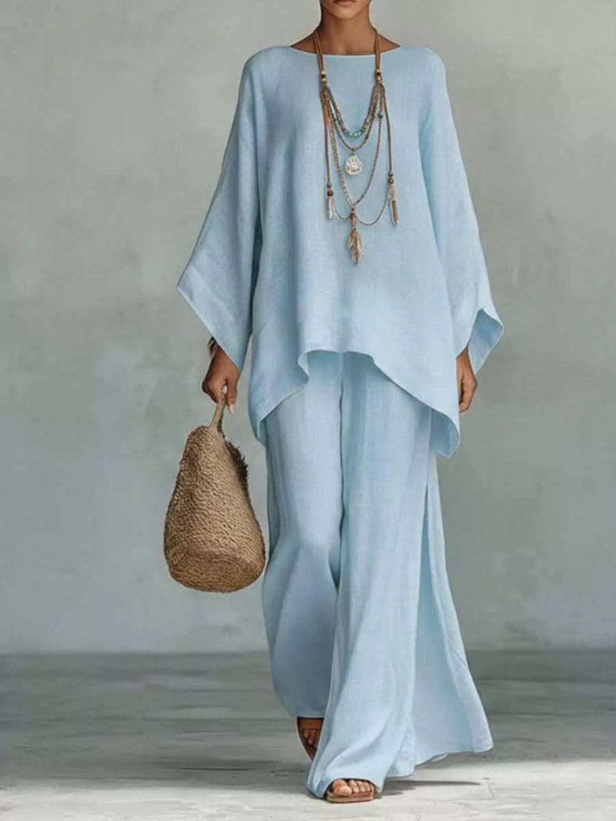 Full Size Casual Loose Fit Top Pants Set Two-piece Plus (7)