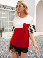 Striped Block Round Neck Tee (8)