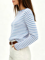 Striped Boat Neck Knit Sweater (3)