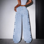 Printed Straight-leg Wide-leg Jeans photo 5