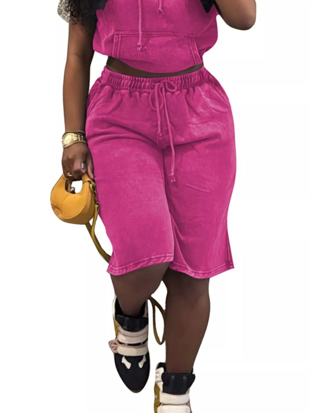 Hooded Crop Top Shorts Set (3)