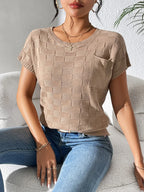 Round Neck Short Sleeve Knit Top (16)