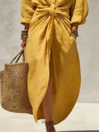 Front-tie Maxi Shirt Dress (9)