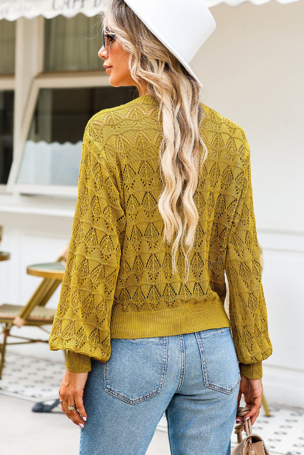 Openwork V-neck Cardigan (8)