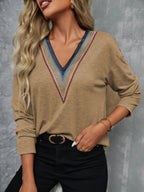 V-neck Long Sleeve T-shirt (3)