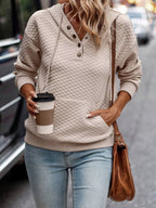 Drawstring Textured Dropped Shoulder Hoodie (5)