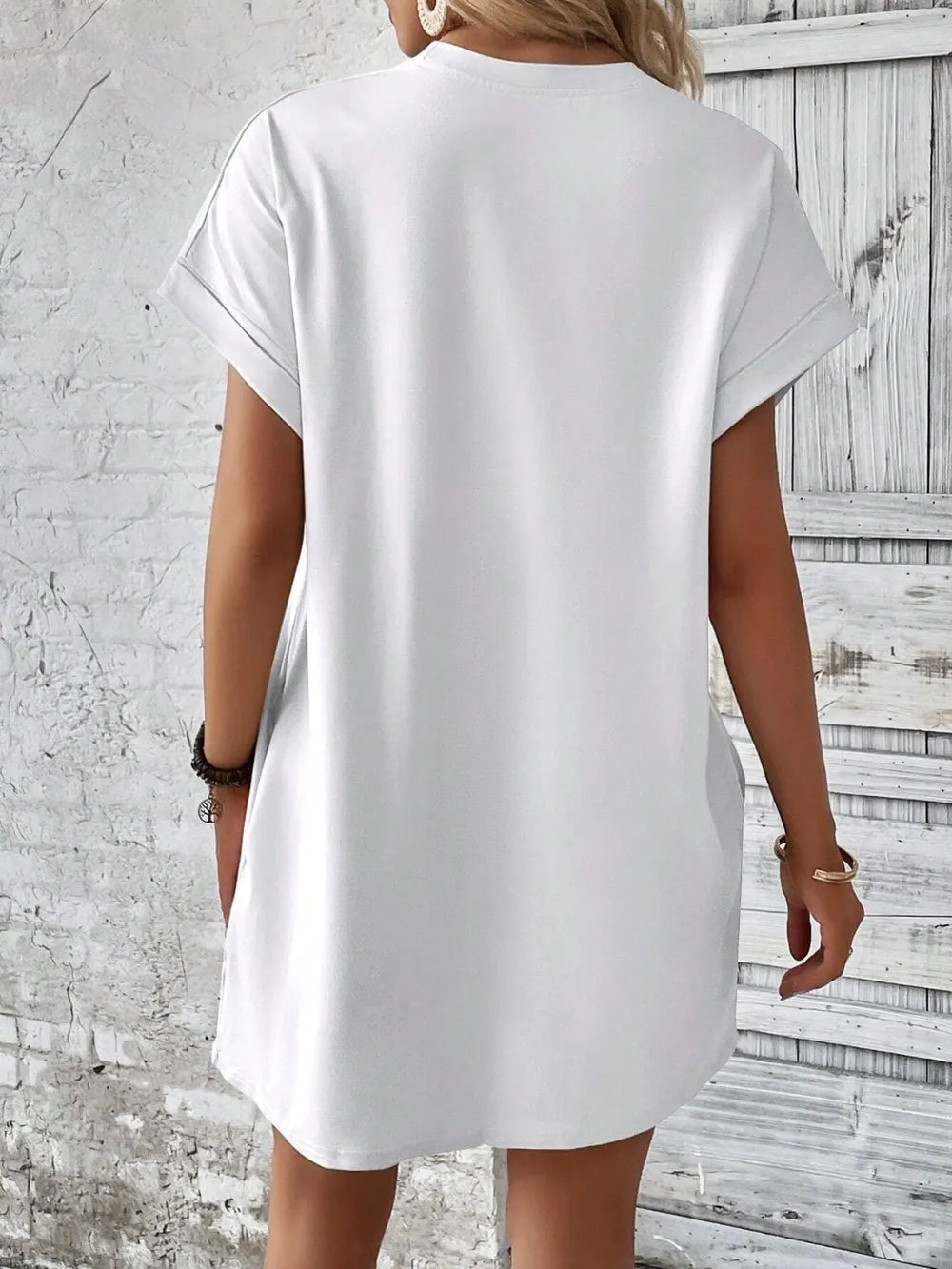 Round Neck Short Sleeve Mini Dress (25)