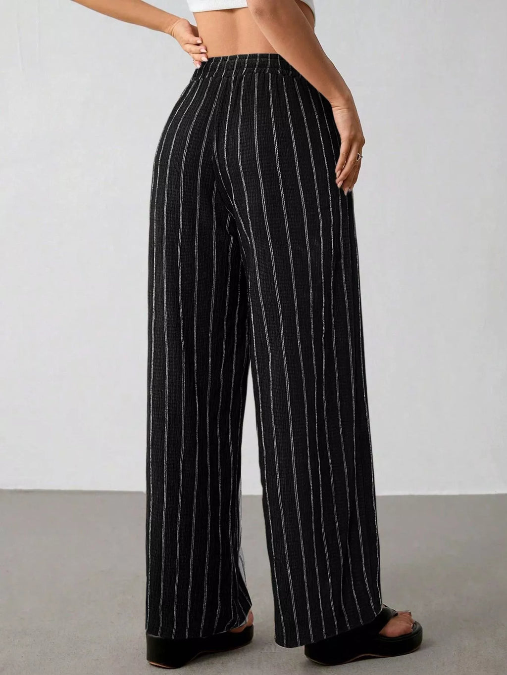 Striped Wide-leg Drawstring Pants (11)