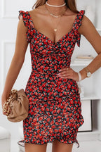 Printed Ruffled Sweetheart Neck Mini Dress (10)