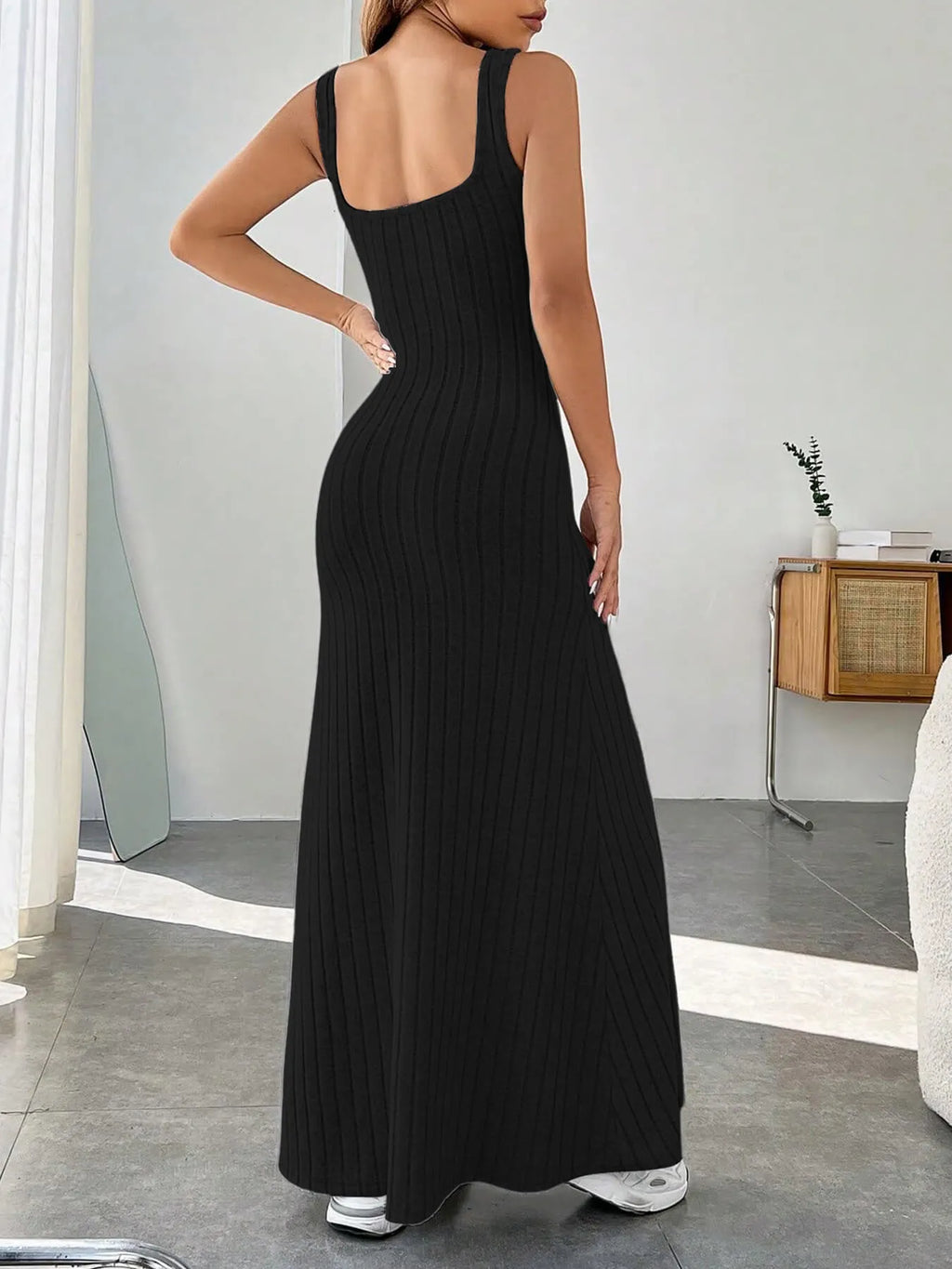 Ribbed Knit Square Neck Sleeveless Maxi Dress (17)