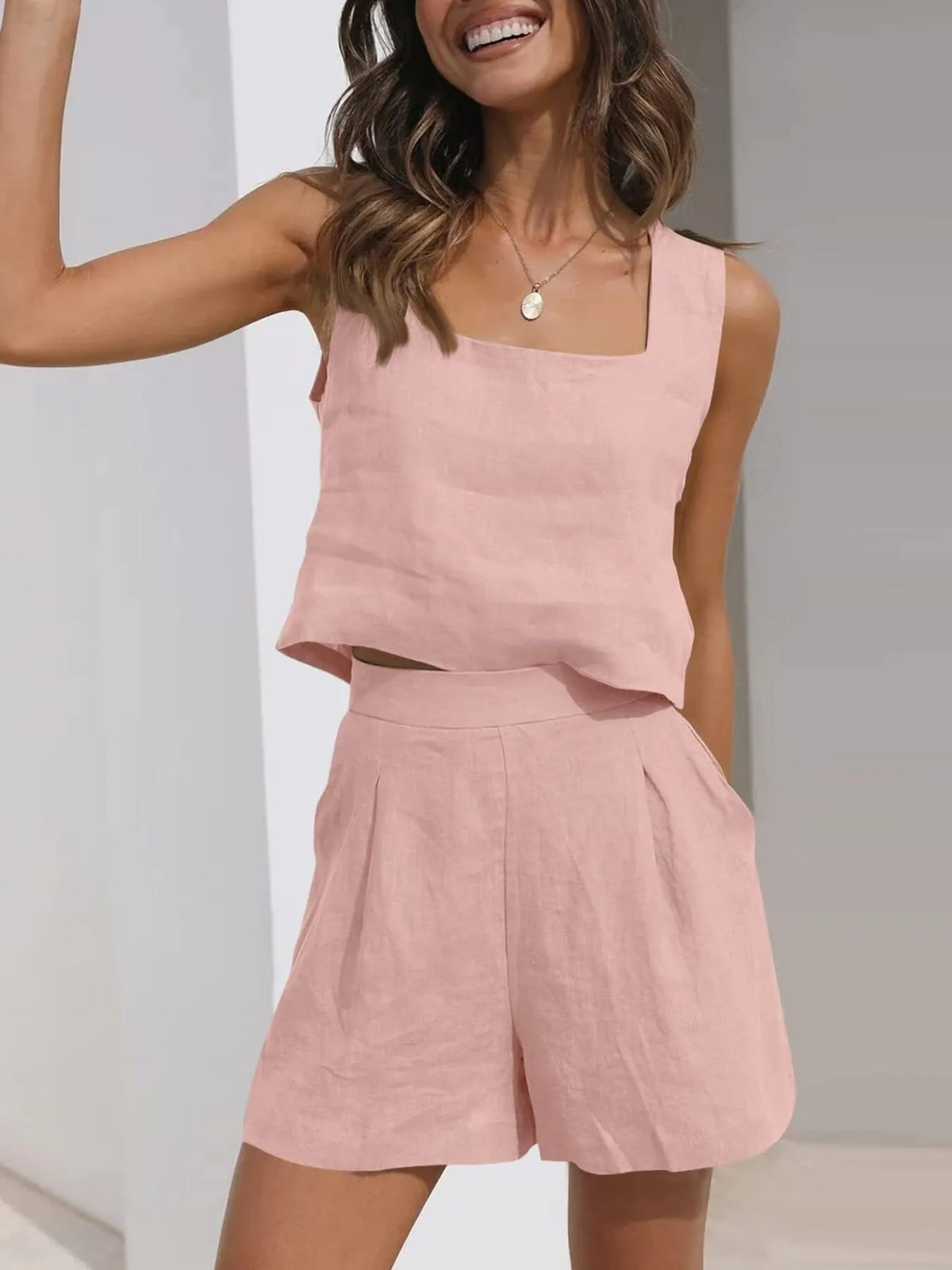 Square Neck Tank Shorts Set (21)