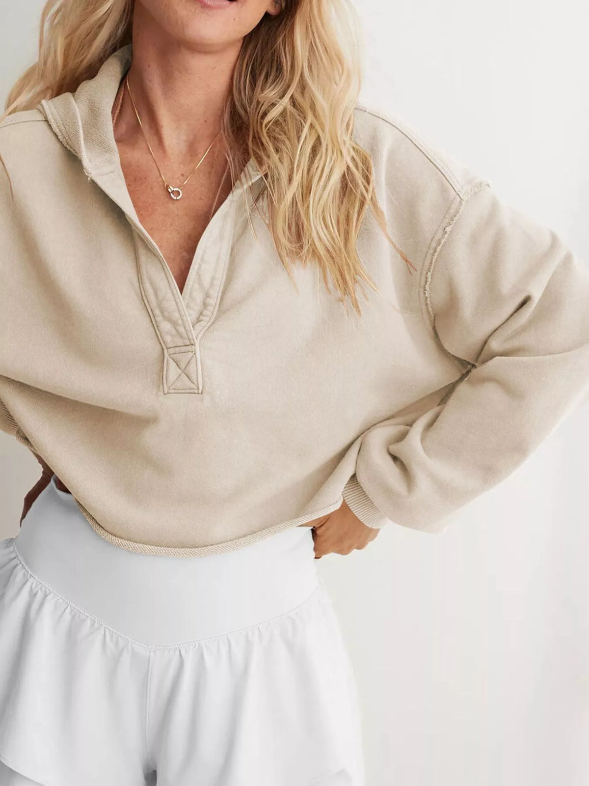 Exposed Seam Dropped Shoulder Hoodie (11)