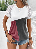 Block Raglan Sleeve Round Neck Tee (14)