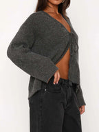 Open Front Tied Sweater Cardigan (2)