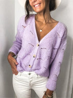 Openwork Button Up Long Sleeve Cardigan (8)