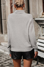 Turtle Neck Tassel Front Long Sleeve Pullover Sweater (17)