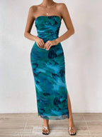 Printed Side Slit Tube Dress (2)