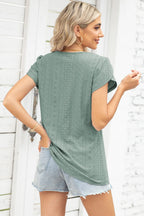 Eyelet Notched Petal Sleeve Blouse (16)