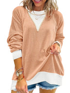Two-tone Ribbed Knit Sweatshirt (4)