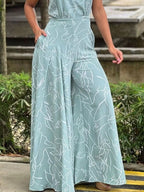 Halter Neck Abstract Print Wide Leg Jumpsuit (6)