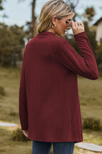 Textured Open Front Long Sleeve Cardigan (4)
