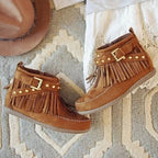 Fringe Studded Suede Flat Boots (7)