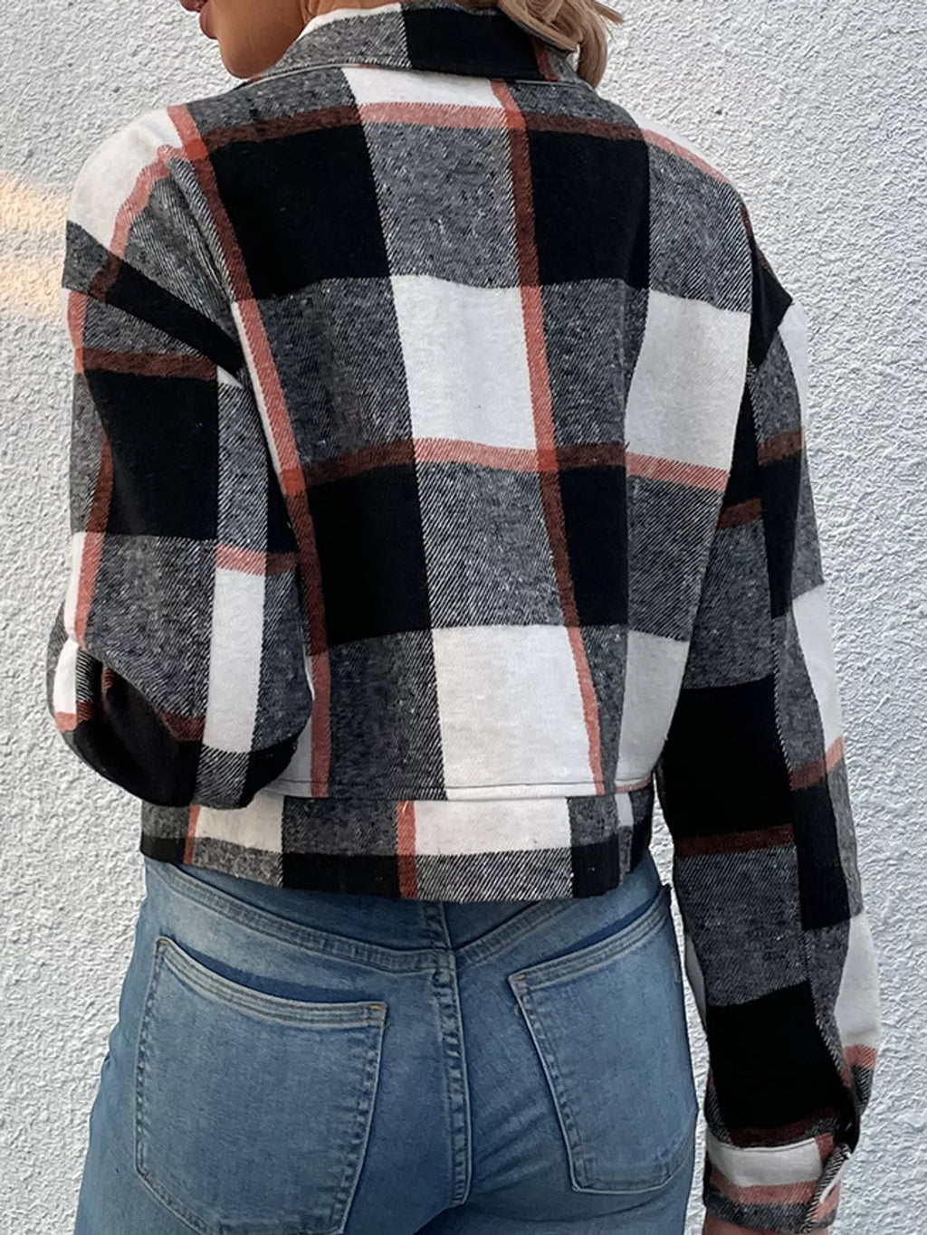 Plaid Button-up Cropped Jacket (22)