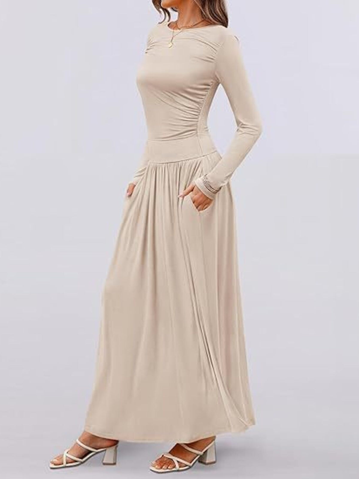 Long Sleeve Maxi Dress Pockets (2)