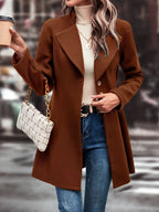 Collared Neck Long Sleeve Longline Coat (3)