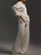 Polo Collar Top Wide-leg Pants Set (3)
