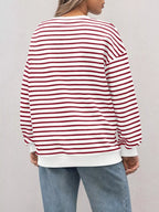 Striped Round Neck Oversized Casual Sweatshirt (13)
