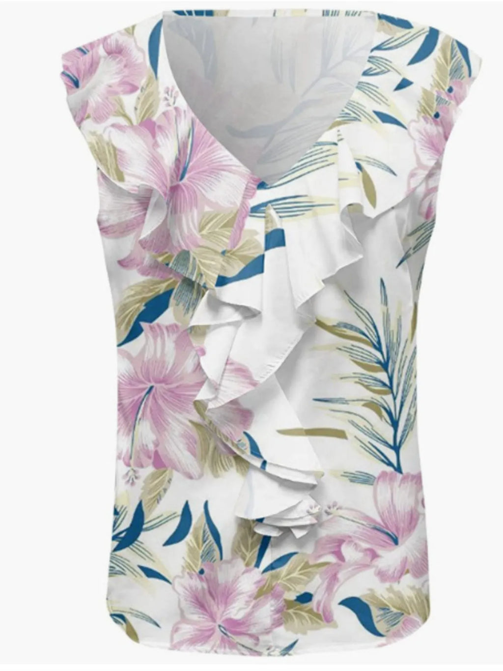 Printed V-neck Tank (3)