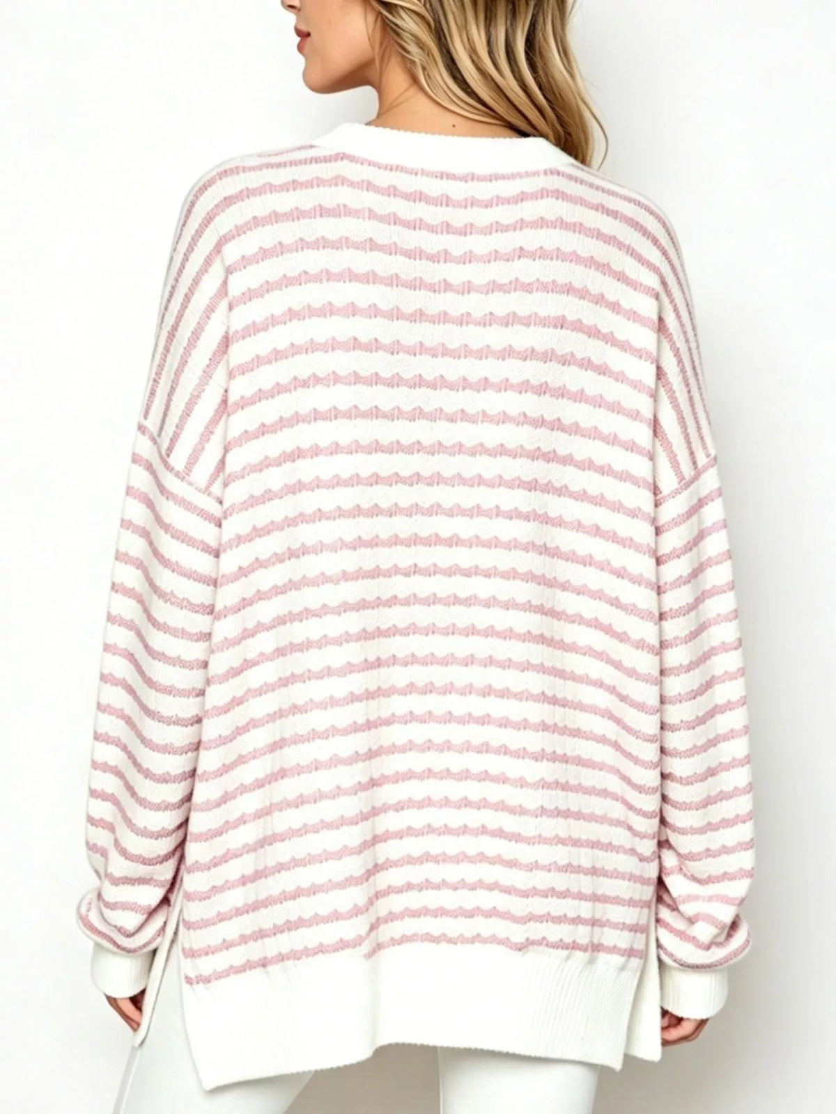 Oversized Striped Crew Neck Sweatshirt (7)