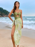 Cutout Sweetheart Neck One-piece Swimwear Cover-up Swim Set
