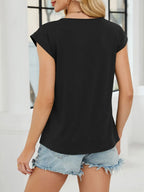 Pleated Front Scoop Neck T-shirt (15)