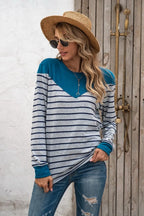 Striped Round Neck Long Sleeve T-shirt (22)