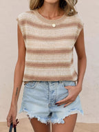 Striped Round Neck Knit Top (6)