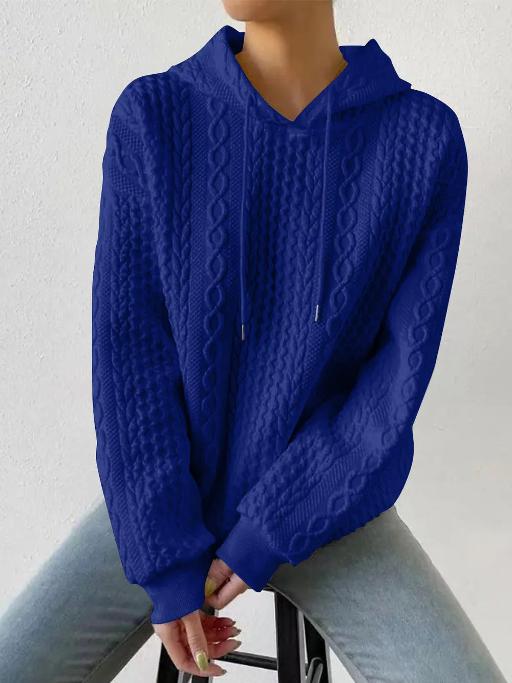 Drawstring Drop Shoulder Long Sleeve Hoodie (18)