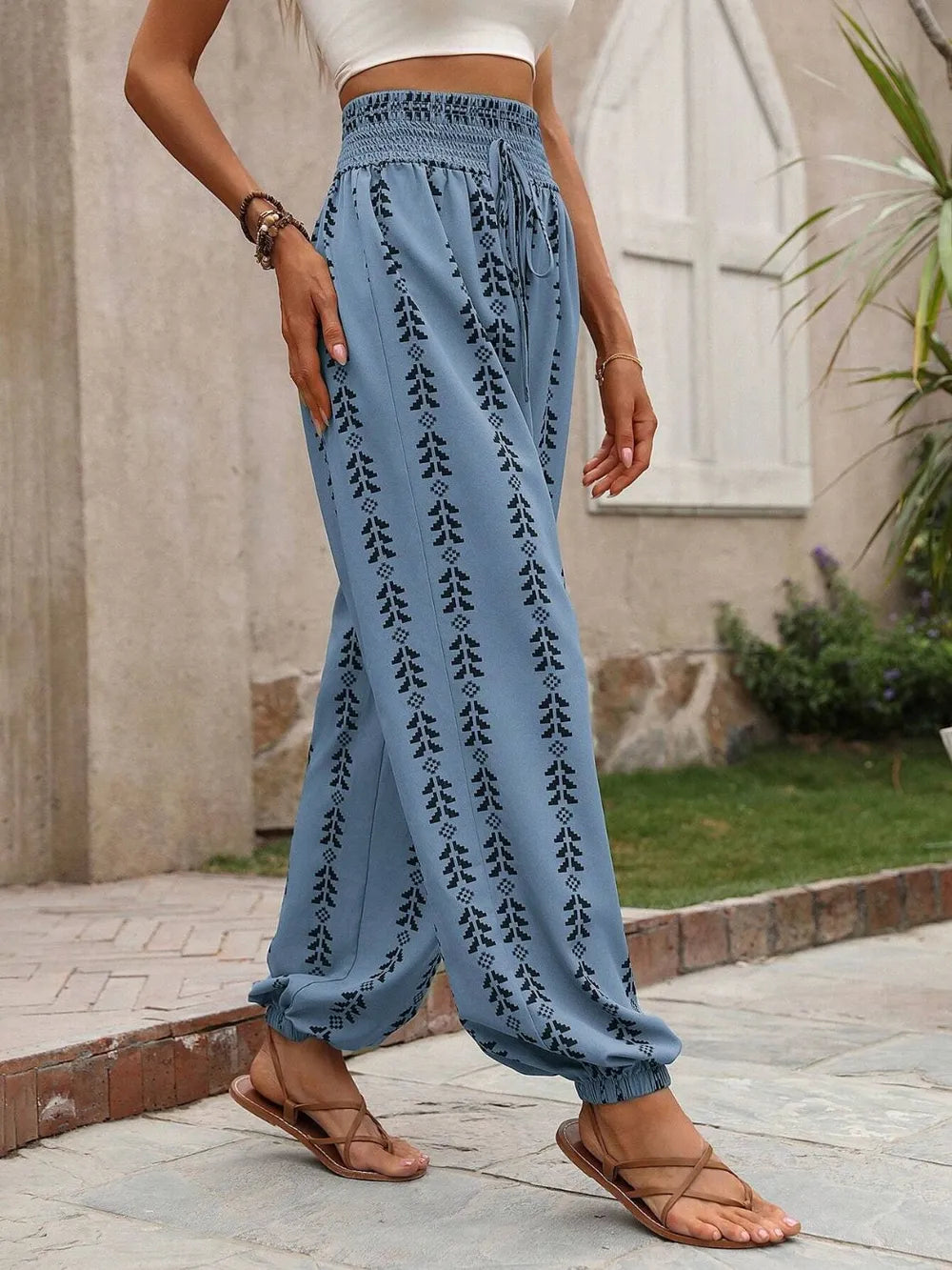 Tied Printed High Waist Pants (22)