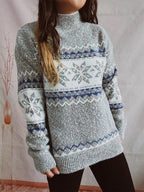 Geometric Mock Neck Dropped Shoulder Sweater (14)