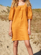 Square Neck Puff Sleeve Mini Dress (40)