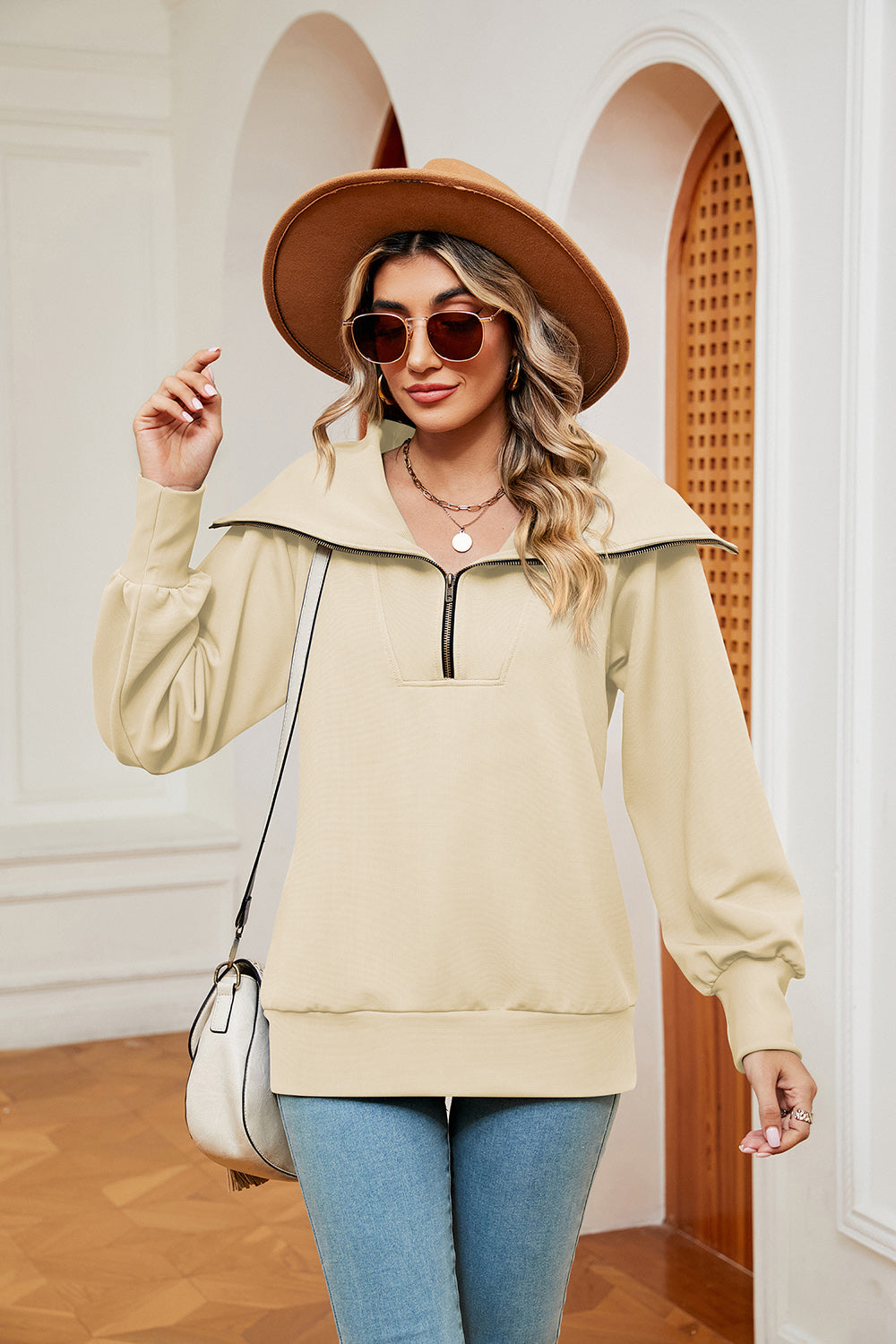 Half-zip Collared Sweatshirt (22)