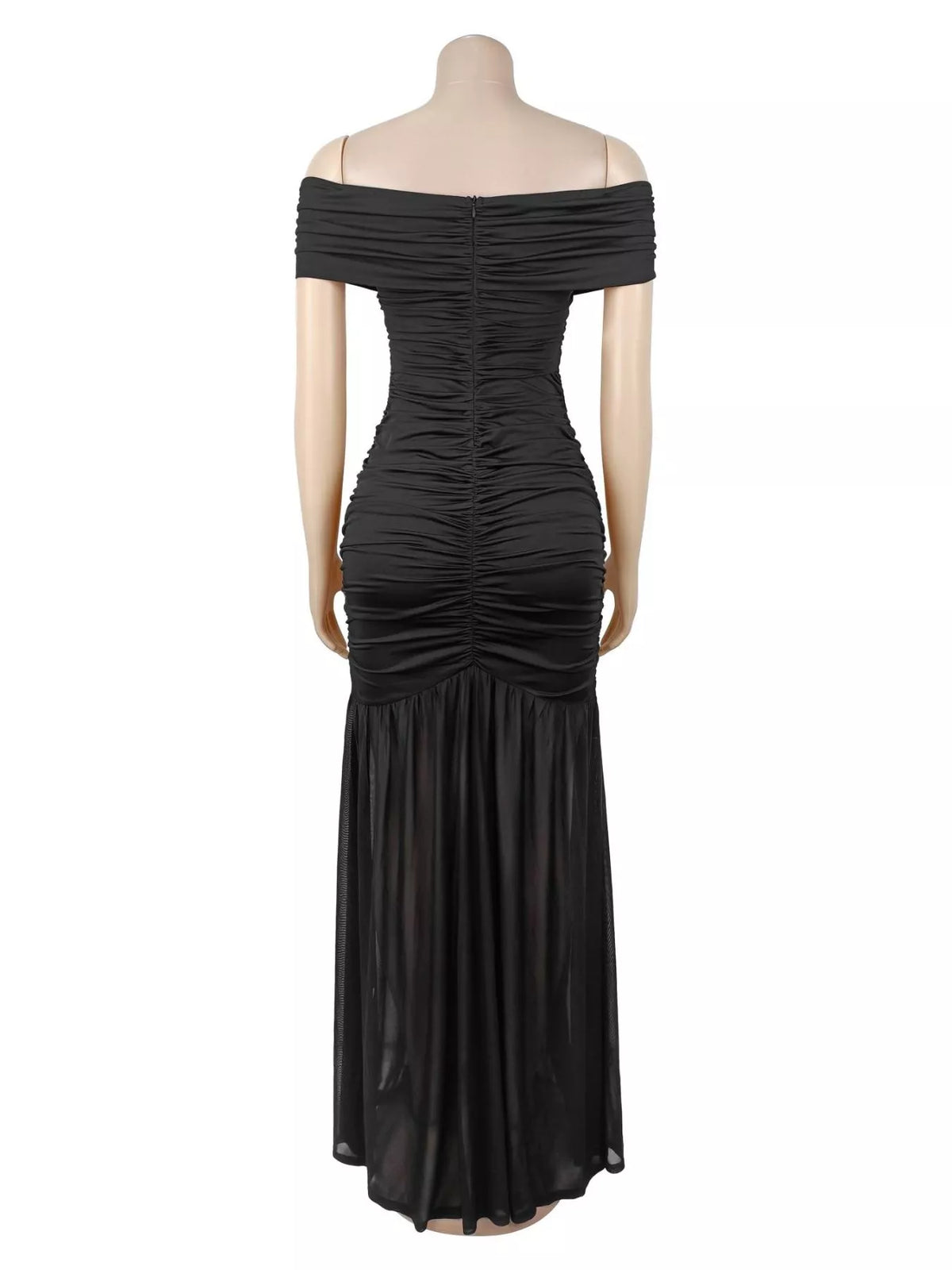 Off-shoulder Ruched Mermaid Maxi Dress (5)